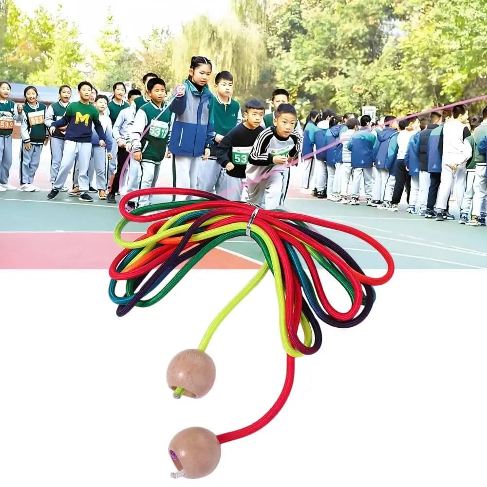 Anti-Slip Rainbow Long Rope Ball Handle Outdoor Fun Group Skipping Rope Workout Gym Colorful 5m Jump Rope Fitness Equipment