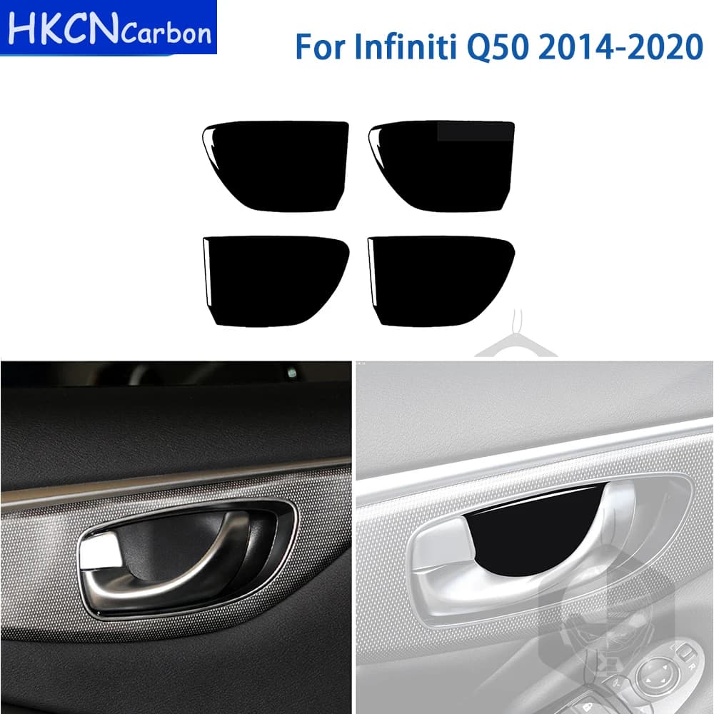 Per Infiniti Q50 2014-2020 Accessori Auto Interno In Plastica Nera Porta Interna Ciotola Trim Adesivo Decorazione