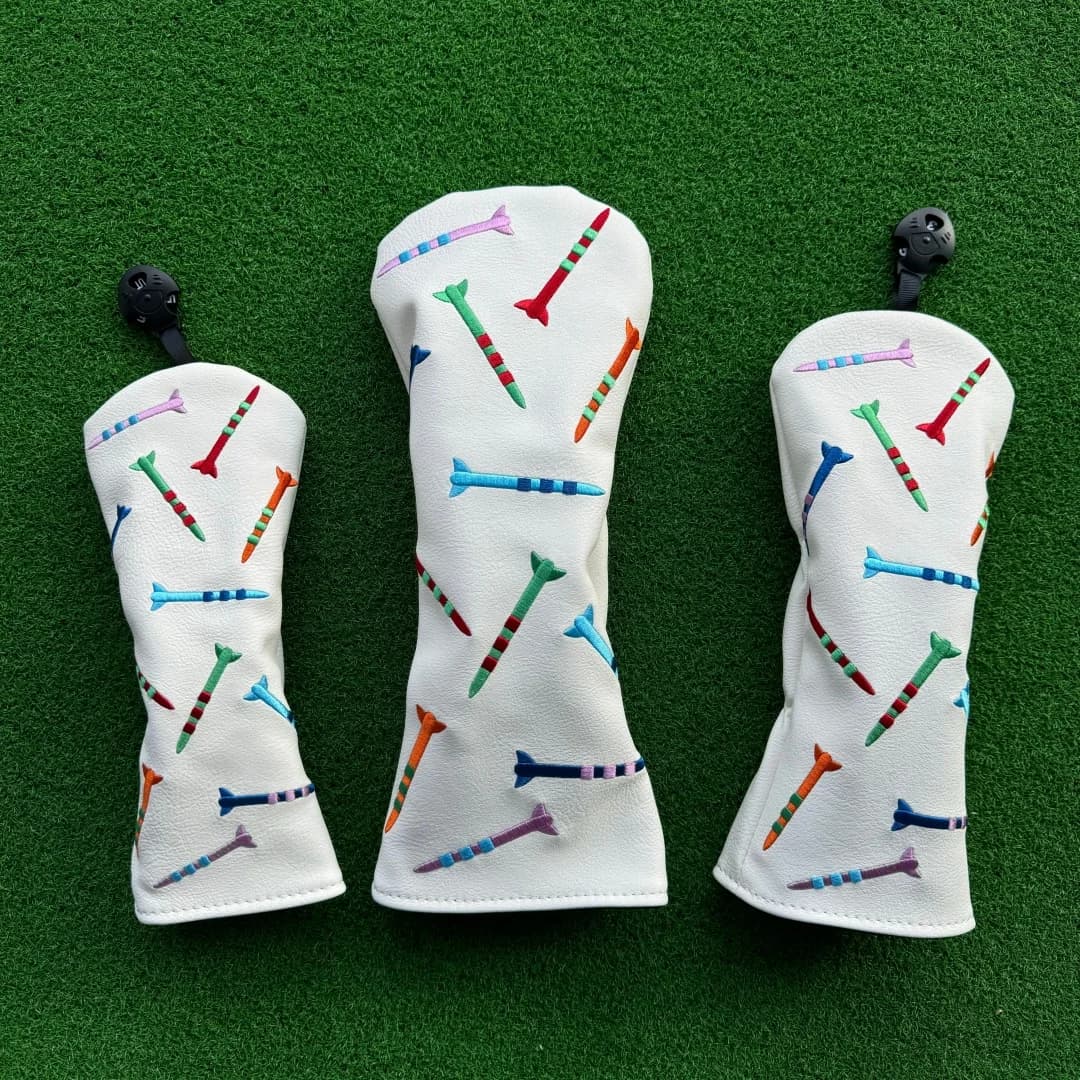 Golf Wood Cover Head Cover Tee Pattern Golf Driver Cover Putter Headcovers Hybrid UT Protector Club Cover Set Golf Accessories