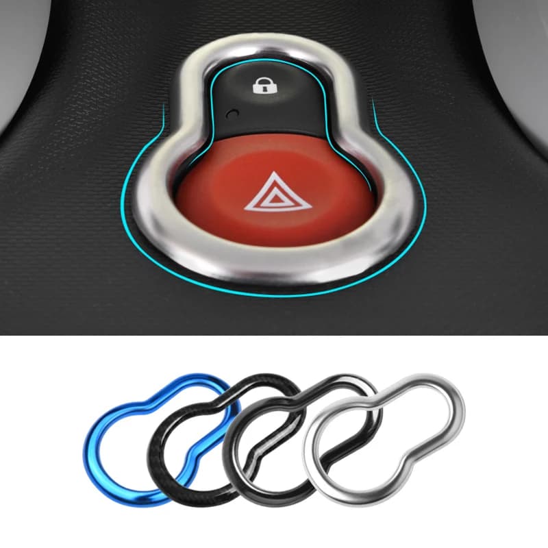 Cruscotto per auto in acciaio inossidabile luci di avvertimento pulsante di allarme interruttore di blocco della porta coperchio del rivestimento per Smart 453 Fortwo Forfour