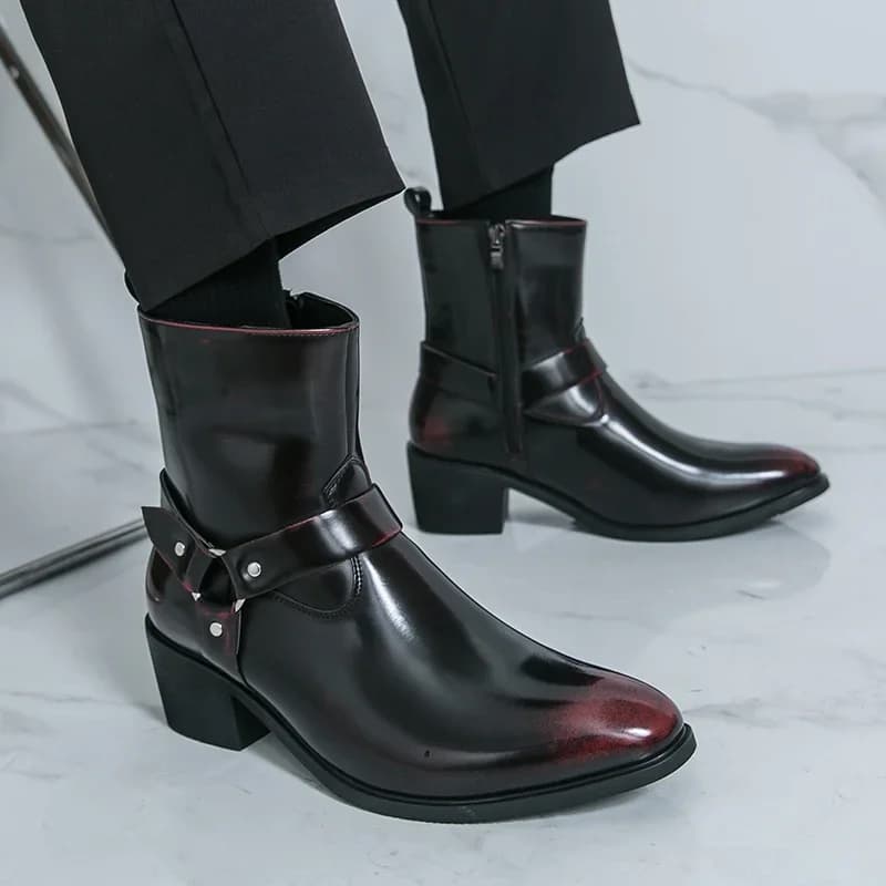 Stivaletti da uomo classici in pelle Scarpe alte da uomo alla moda Nuovi stivali da trekking all'aperto Comodi stivali da moto Botas casual da uomo