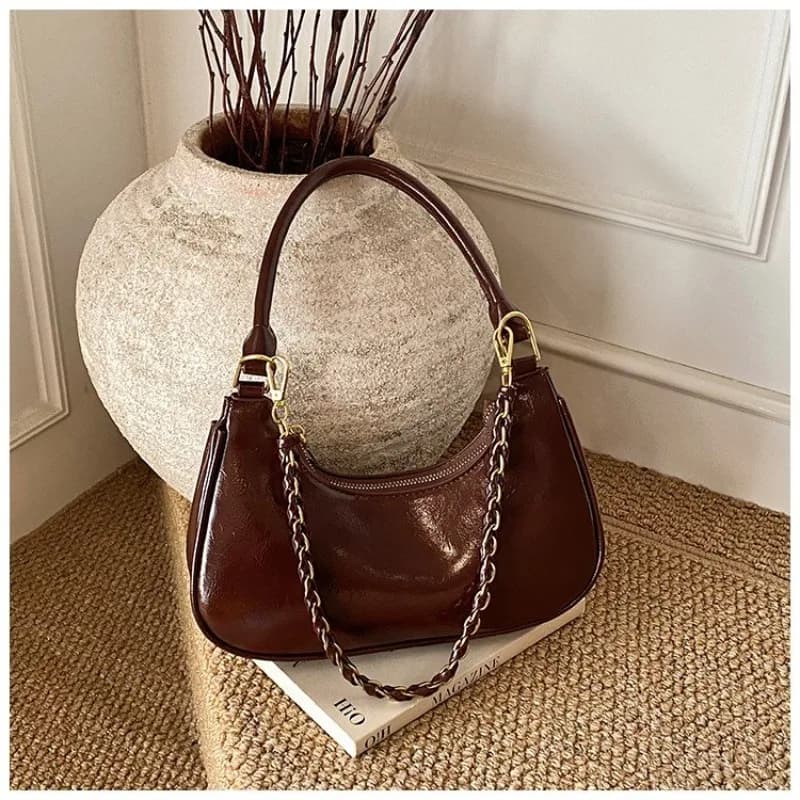 Borsa fasciatoio alla moda, trendy ed elegante, con logo a lettere, borsa a tracolla da donna, tinta unita, a forma quadrata, Best Show