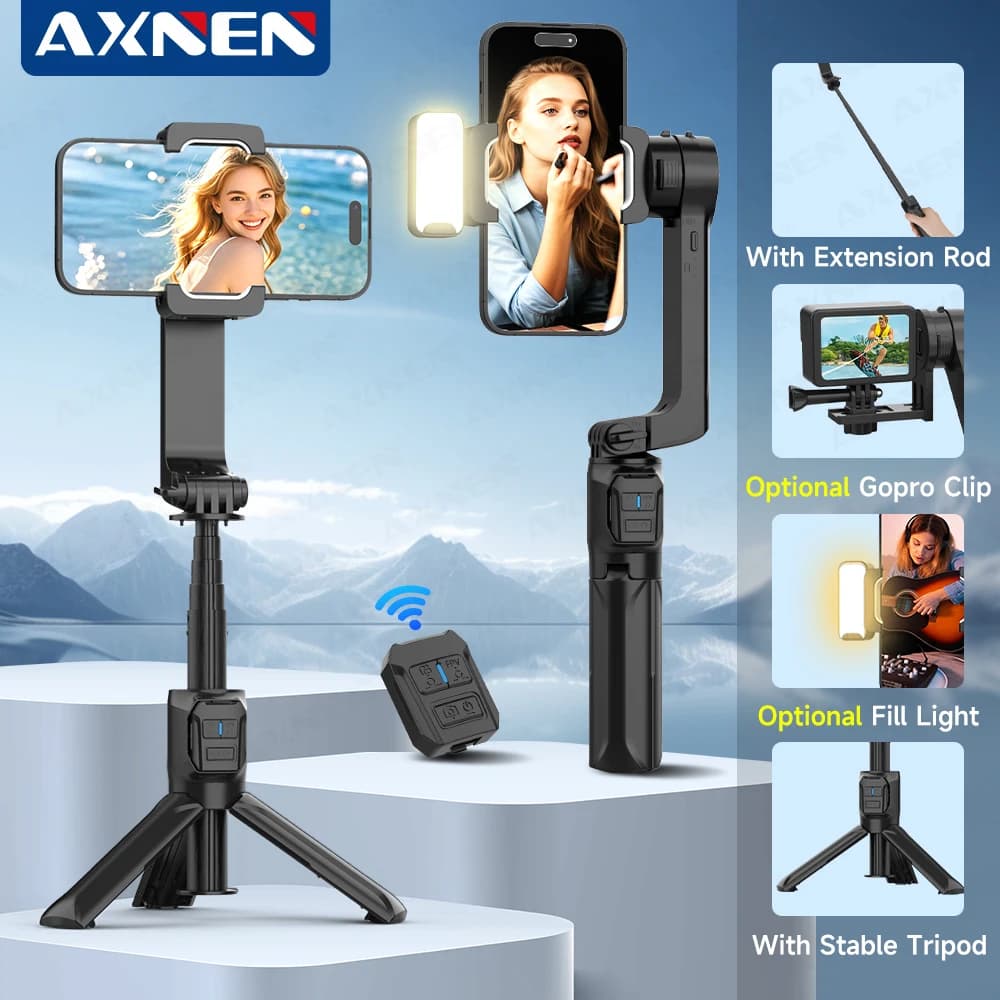 Stabilizzatore per smartphone portatile HQ2SE per fotocamera sportiva Gopro Selfie Stick portatile Gimbal telecomando Bluetooth rimovibile