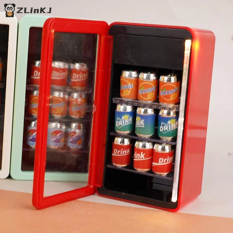 ▶ 1:12 Miniature di case delle bambole Frigorifero Bevande in scatola Armadietto per bevande Modello Casa delle bambole Accessorio per supermercato Fai finta di giocare Giocattolo fai da te