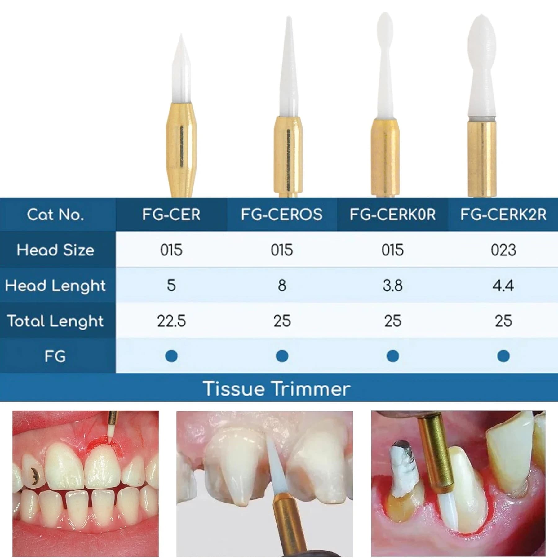 Dentale Gingivectomia Gengivectomia Chirurgica Tessuto Morbido Trimmer Fresa in Ceramica FG CER Pulizia Sbiancamento