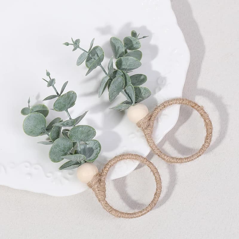 Set di 12 Anelli Portatovaglioli con Foglie di Eucalipto, Decorazioni per Tavola per Ringraziamento, Matrimoni, Compleanni, Allestimenti per Hotel