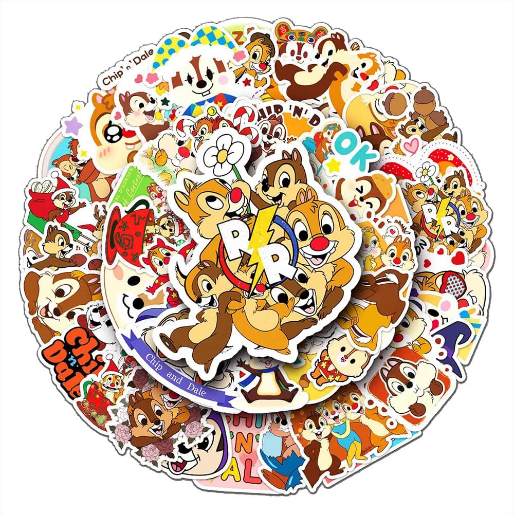 10/30/50pcs Cute Chip N Dale Stickers Cartoon Disney Sticker per telefono Laptop Notebook decalcomania impermeabile forniture per la decorazione del bambino