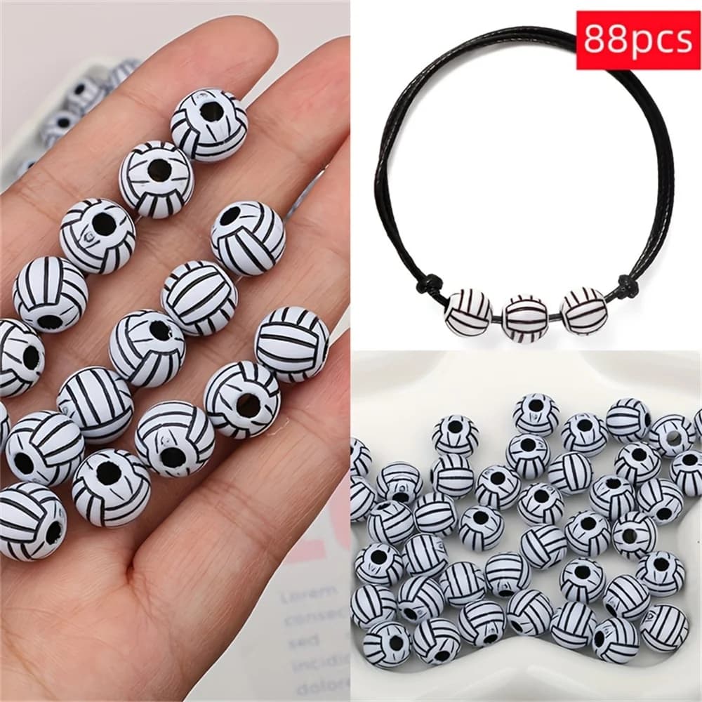 88pcs 12mm black and white volleyball beads, DIY loose beads, accessories, pendants, decorative beads, holiday gifts