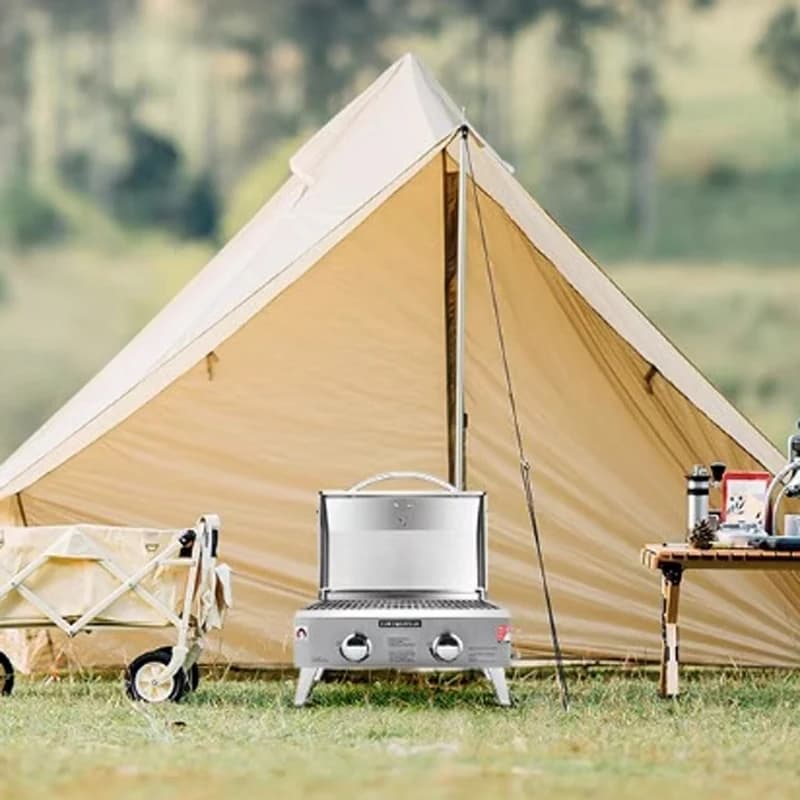 Stufa da barbecue da campeggio portatile per esterni Stufa a gas per uso domestico Stufa da picnic per barbecue americana antivento per esterni