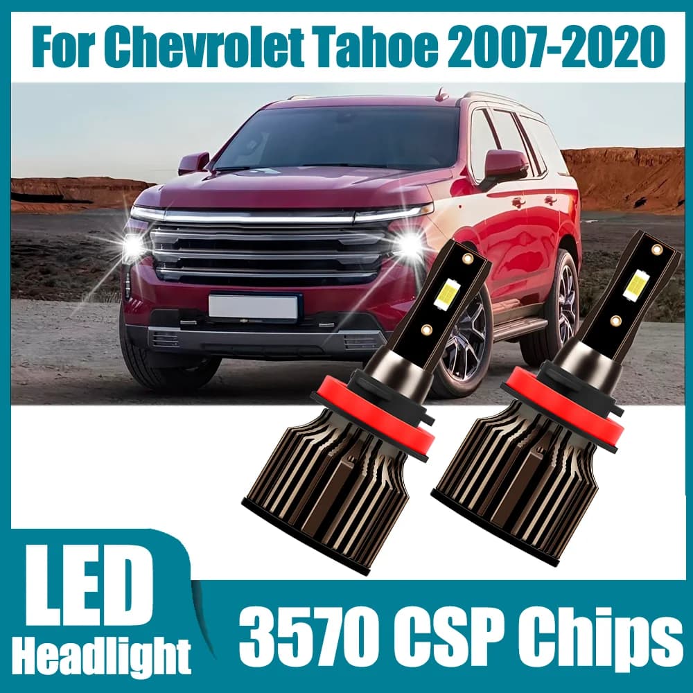 2PCS H11 H8 H9 Canbus LED Headlight 30000LM High Power 3570 CSP Chips Car Headlamps 6500K White For Chevrolet Tahoe 2007-2020
