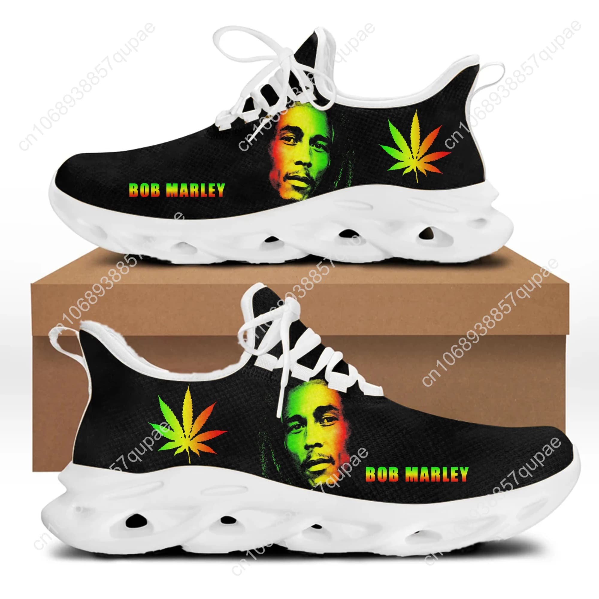 Scarpe Casual di Design Bob Marley, Sneakers da Corsa su Sentiero Ispirate al Cantante Giamaicano, Stile Reggae Rock