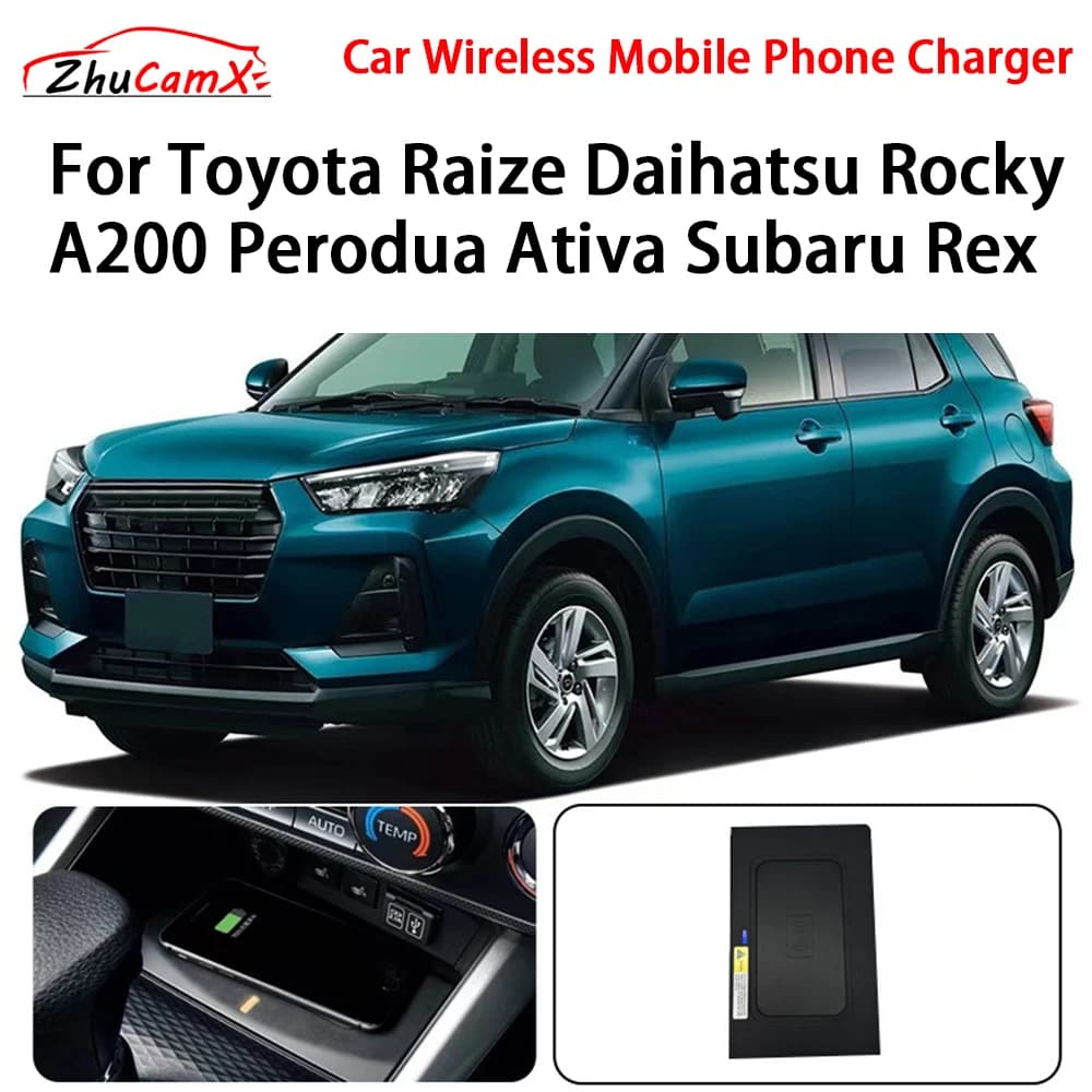 Caricatore per telefono cellulare wireless Console centrale di archiviazione QI 18W iPhone per Toyota Raize Daihatsu Rocky A200 Perodua Ativa Subaru Rex