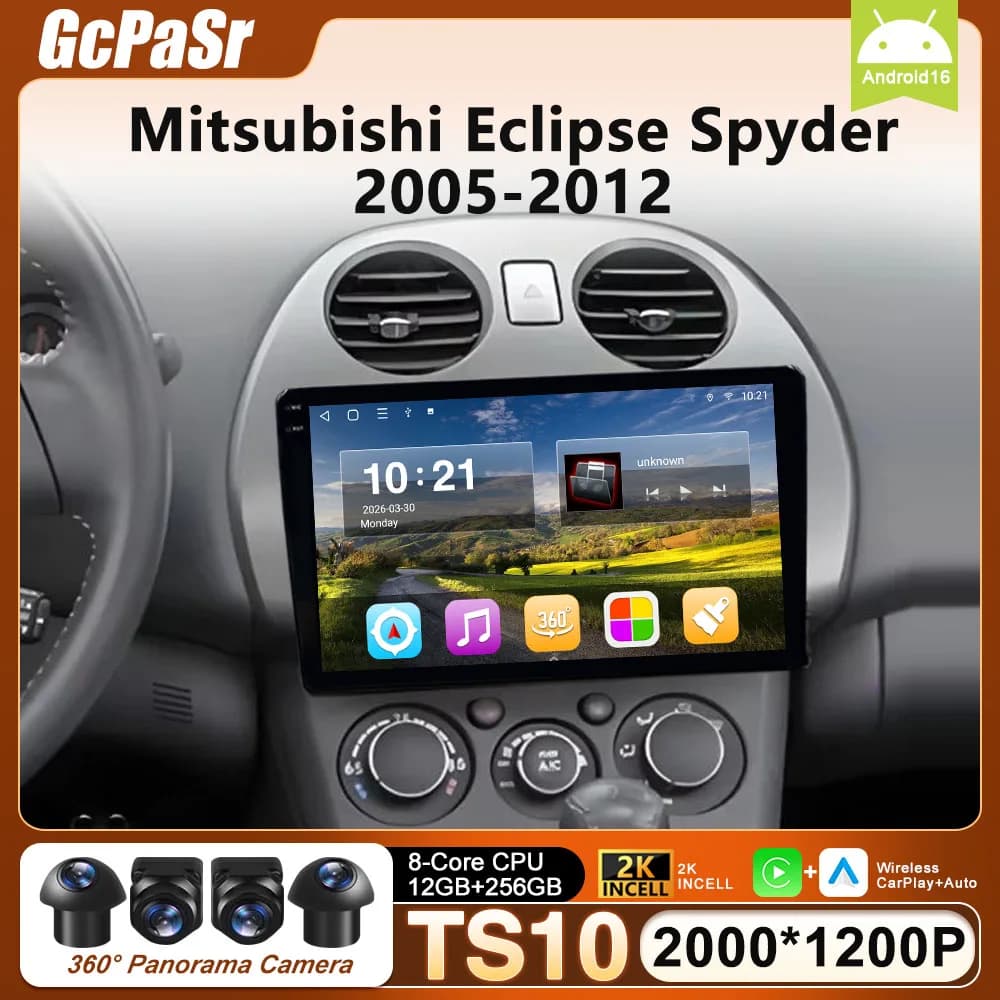 Android 16 Auto Carplay Car Radio For Mitsubishi Eclipse Spyder 2005 2006 2007 2008 -2012 Multimedia Player Stereo BT Navigation