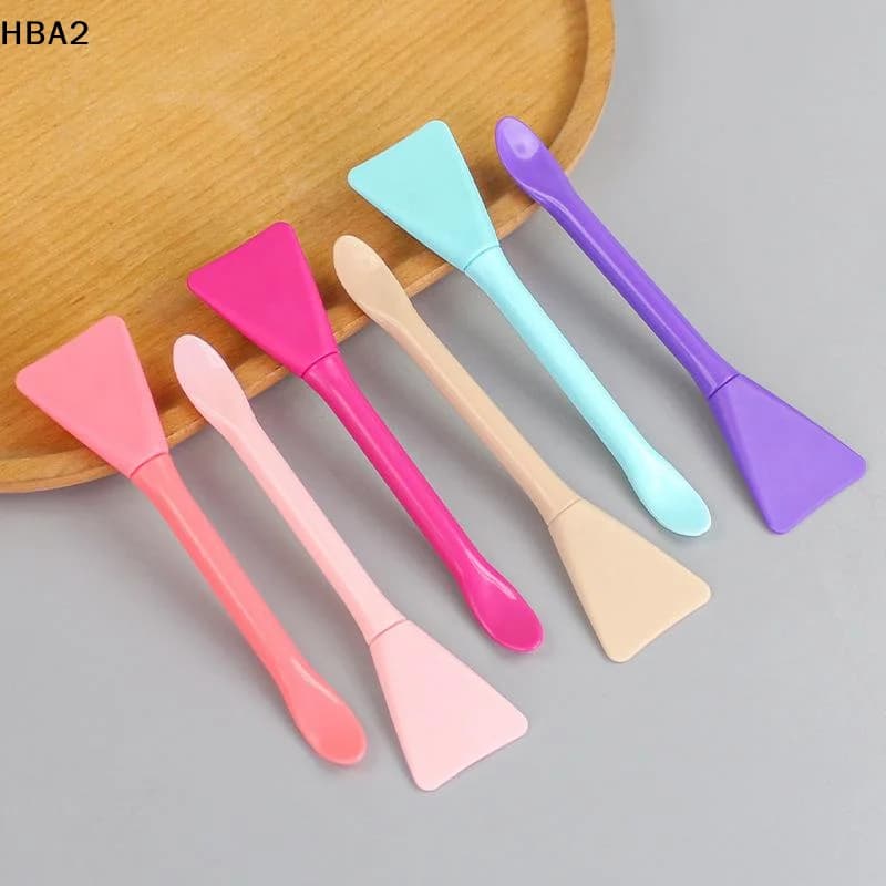 【H】Double Head Dual-use Facial Mask Brush Silicone Facial Mask Stick With Scoop Facial Beauty Tool