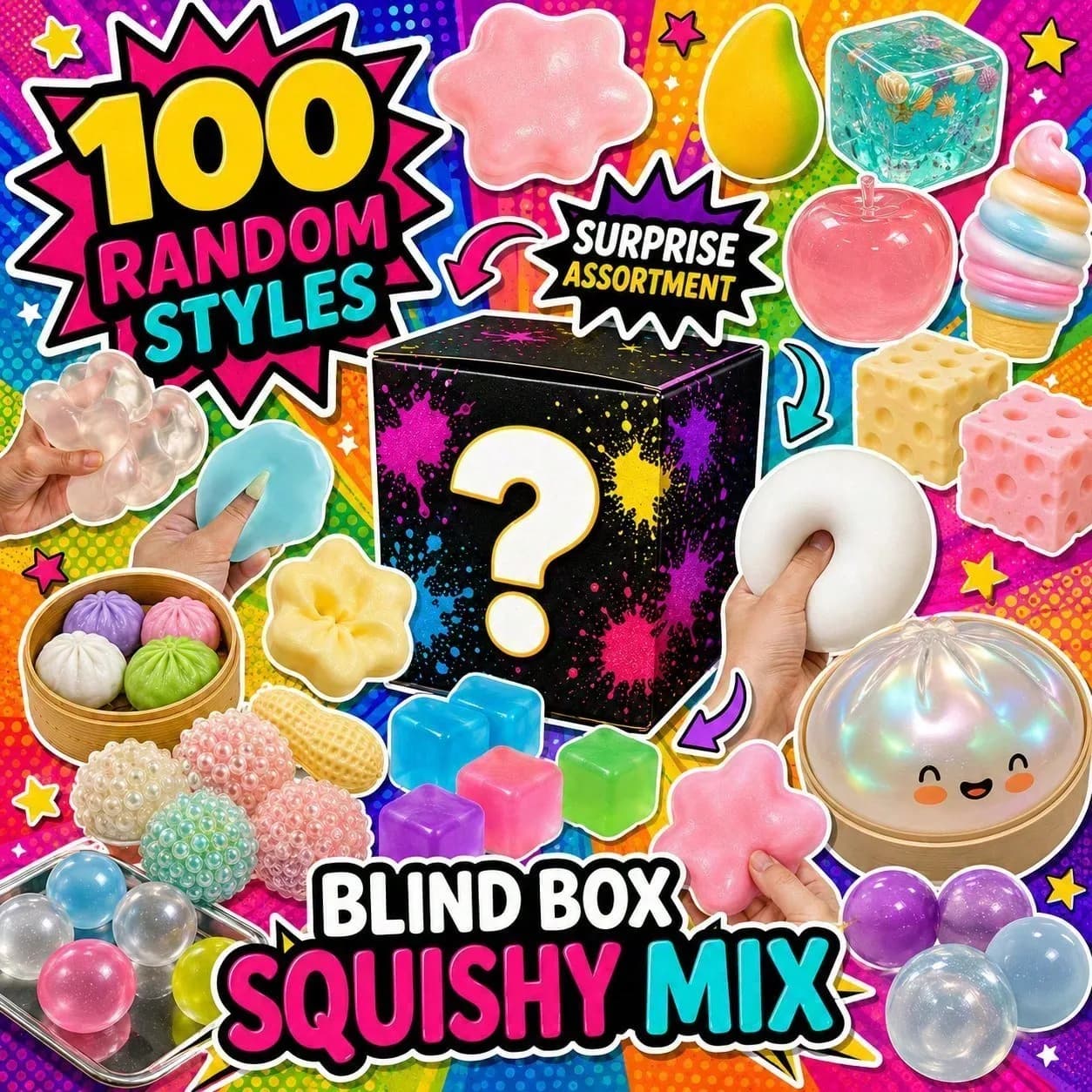 Cute Squishy Blind Box Mystery Toy, Random Slow Rising Fidget Collectible, Surprise Stress Relief Ball, Perfect Gift for Kids
