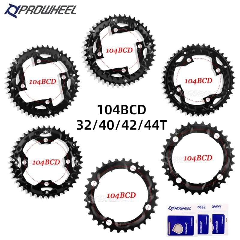 Corona per Bici da Strada PROWHEEL 104BCD, Pignone per Mountain Bike 32/40/42/44T, Piastra Dentata in Lega di Alluminio e Acciaio, Accessori per Biciclette
