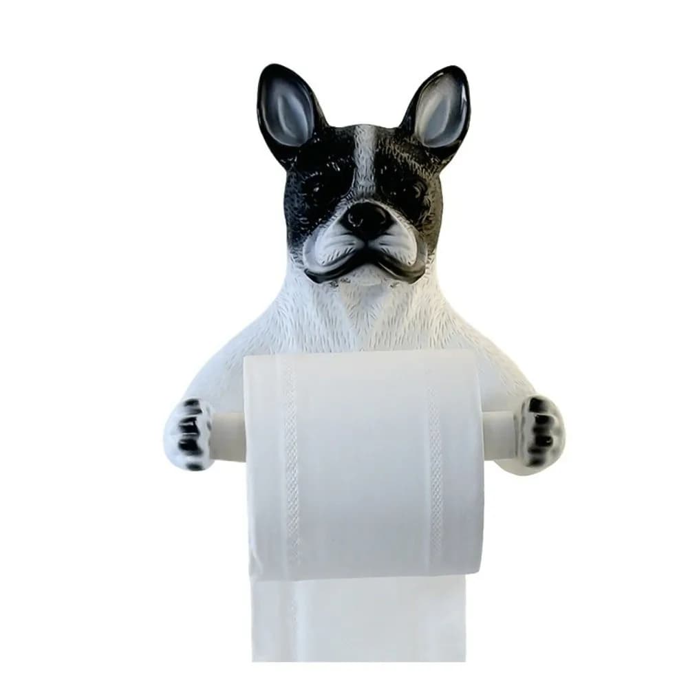 Cute Dog Toilet Paper Holder Dispenser Decorative Dog Toilet Roll Holder 3D Dog Shape Multif-unctional Wall Mounted Roll Rack