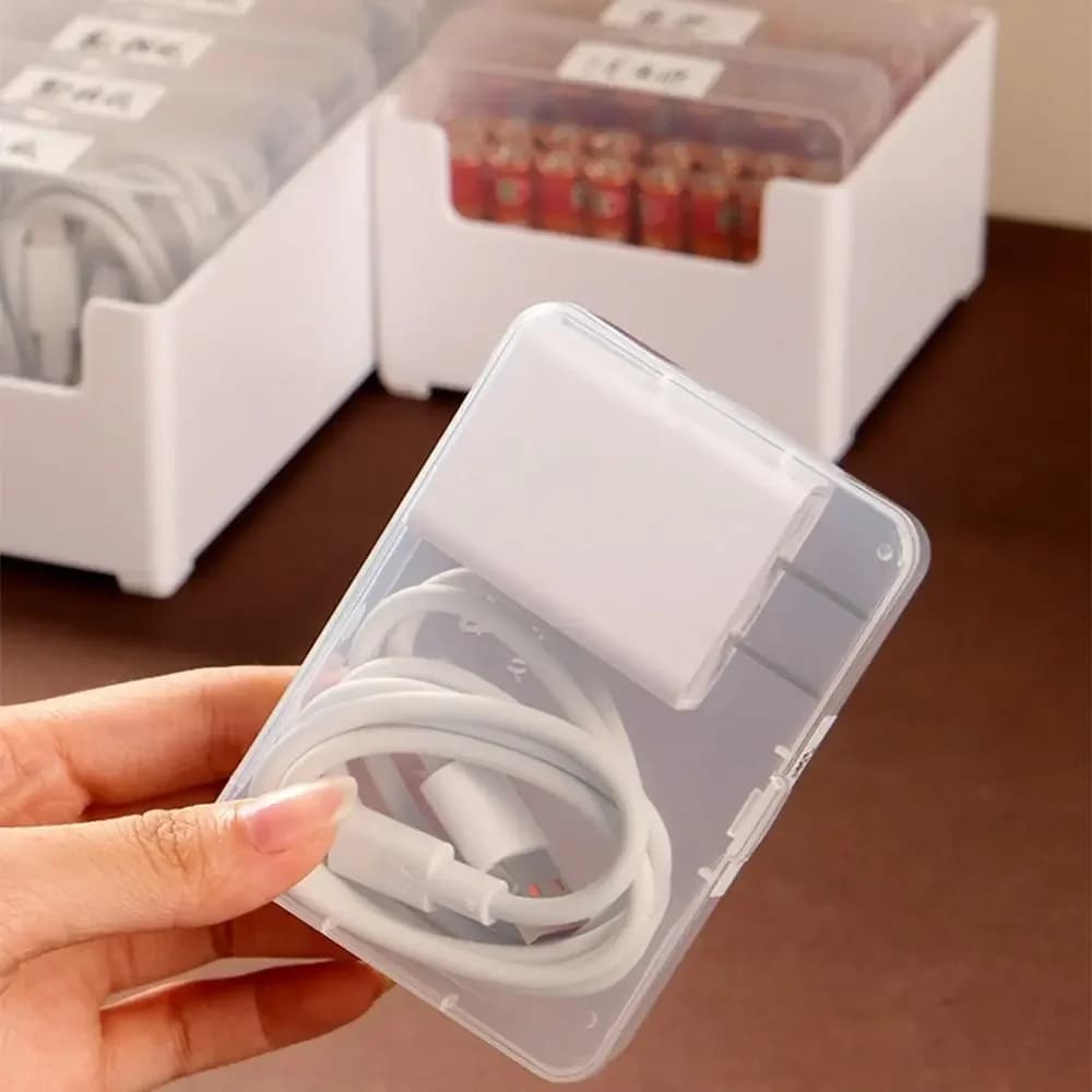 Scatola Portacavi Trasparente, Organizzatore Cavi Durevole con 3/7/11 Scomparti, Contenitore in Plastica per Cavi da Scrivania, Accessori per Ufficio