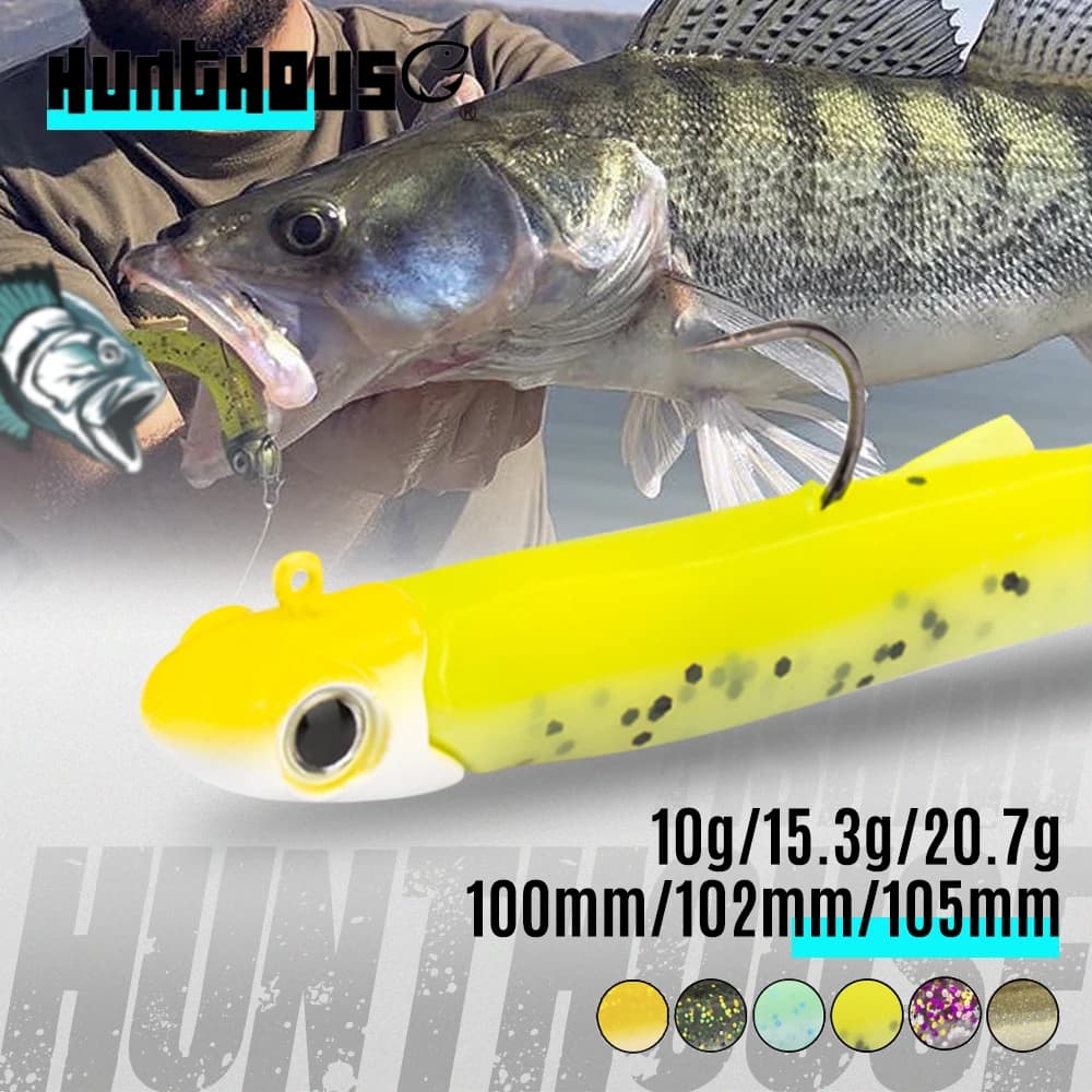 Hunthouse Jig Head Soft Fishing Lure Sinking Black Minnow Wobblers 5g 10.3g 15.5g 100mm 102mm 105mm Saltwater For Bass GT LW247