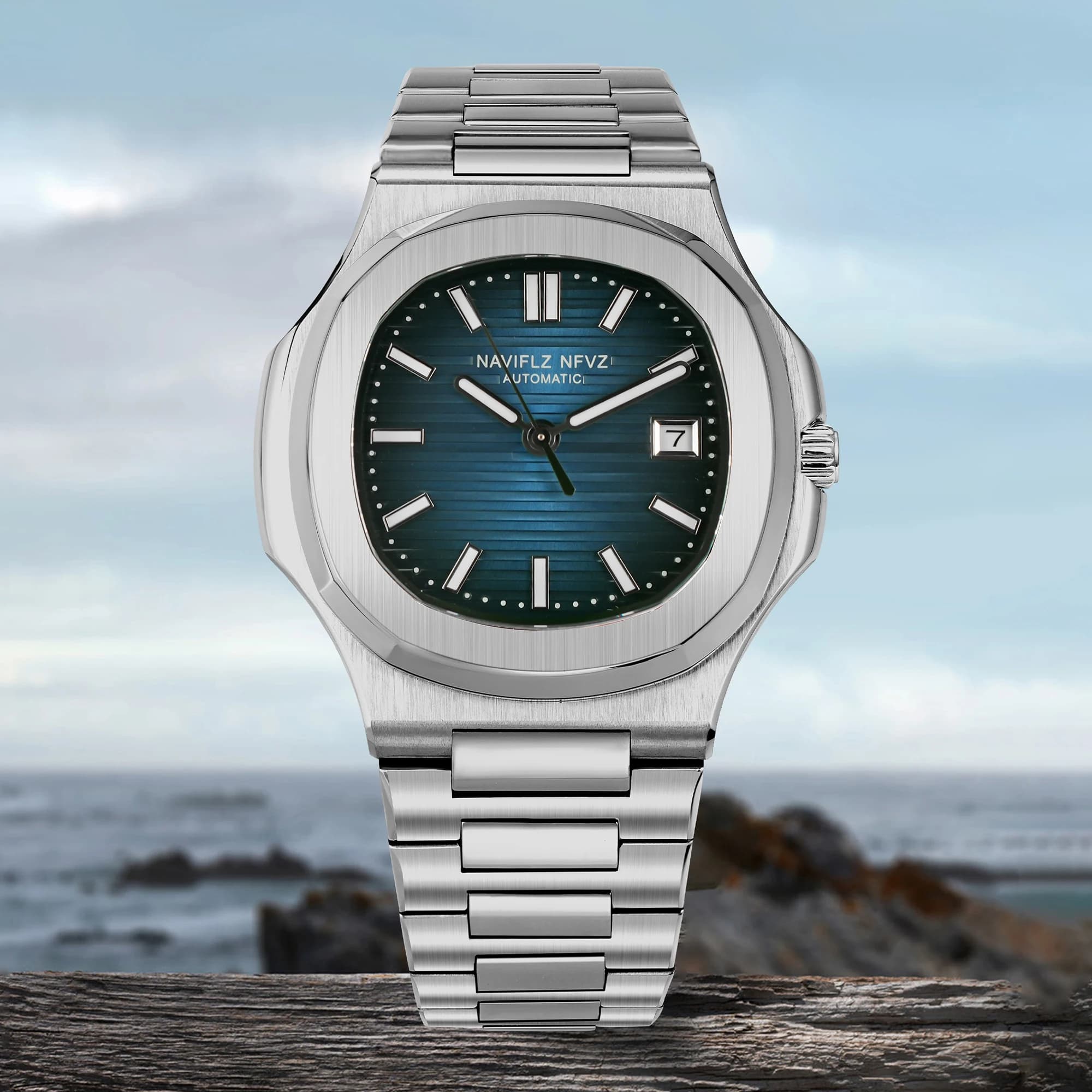 40mm NAVIFLZ NFVZ Luxury Men's Watch Miyota 8215 Japanese Movement Sapphire Glass 50m Life Waterproof Calendar Night Light