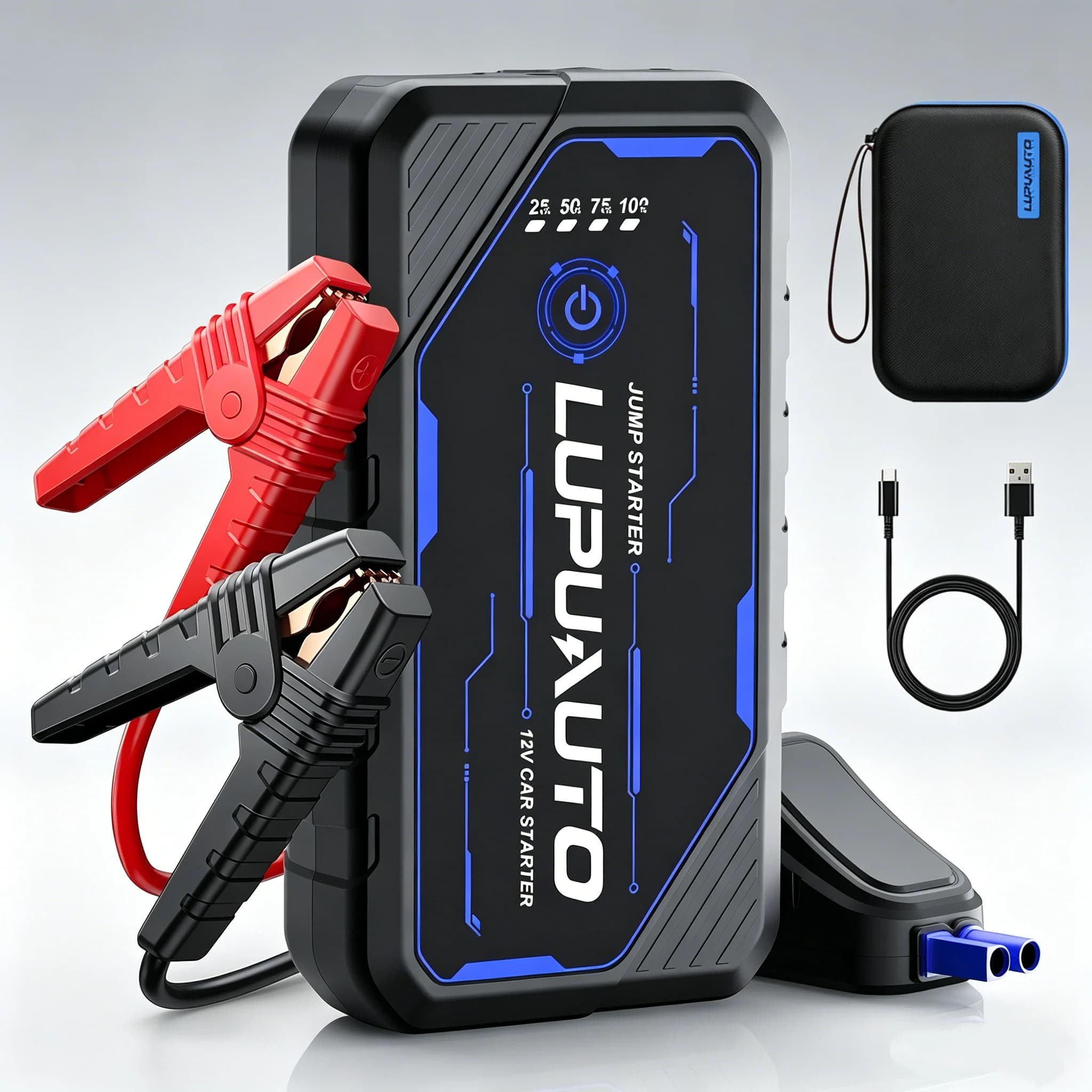 Avviatore d'Emergenza 4-IN-1 per Auto con Compressore d'Aria, Potenza di Picco 4000A, Booster per Batteria Auto, Pompa d'Aria 160PSI, Power Bank Portatile, Gonfiatore Pneumatici