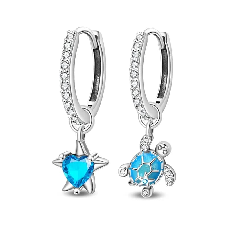 Orecchini a cerchio con tartaruga marina in argento sterling 925 per donna, regali di gioielleria raffinata per compleanno e matrimonio