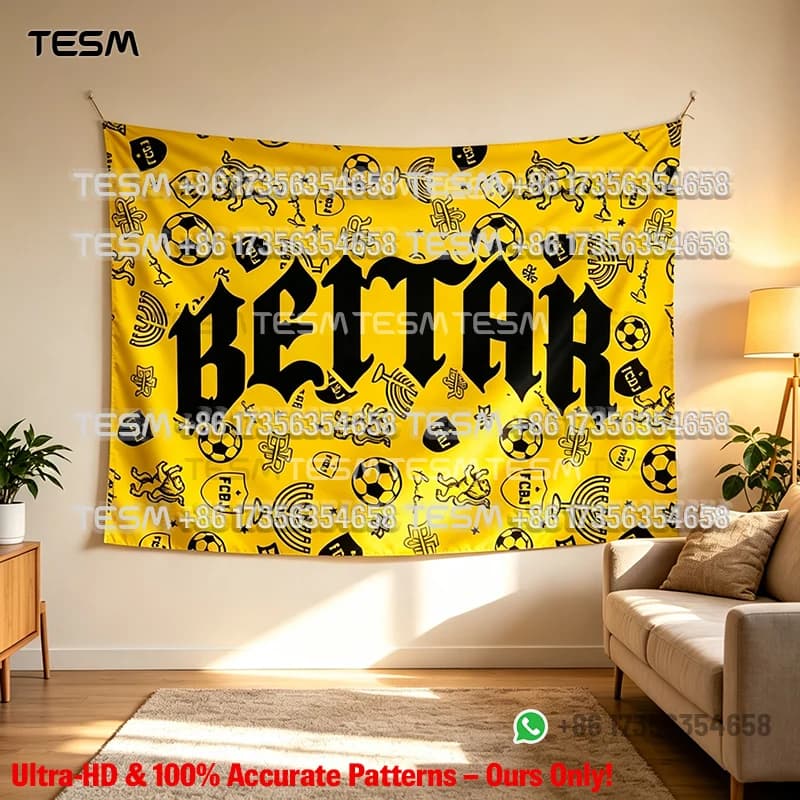 TESM 3D Print Beita Soccer Tapestry Wall Hanging Wall Art Home Decoration Living Room Bedroom Background Tapestry Fan Gift