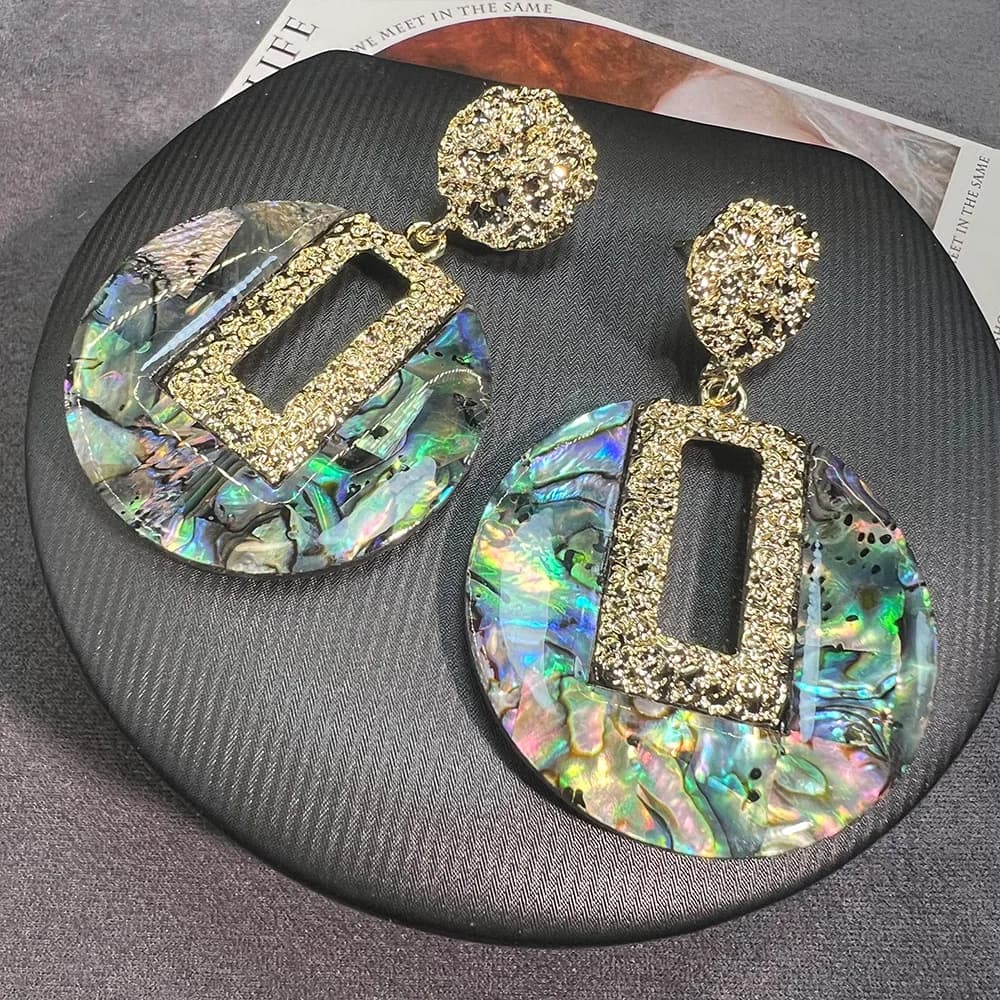 Conchiglia di abalone 18K classico rotondo moda versatile design di nicchia Coreano leggero lusso S295 orecchini di fascia alta da donna