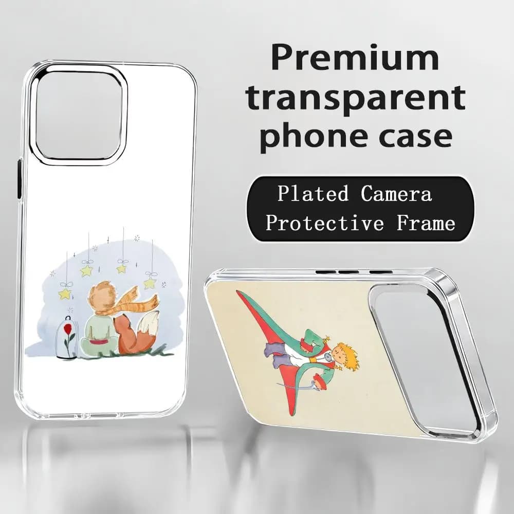 The Little Prince High-end Phone Case For iPhone 17 air 16 15 14 13 12 11 Pro Max Plus Chrome Button Camera Ring Transparent