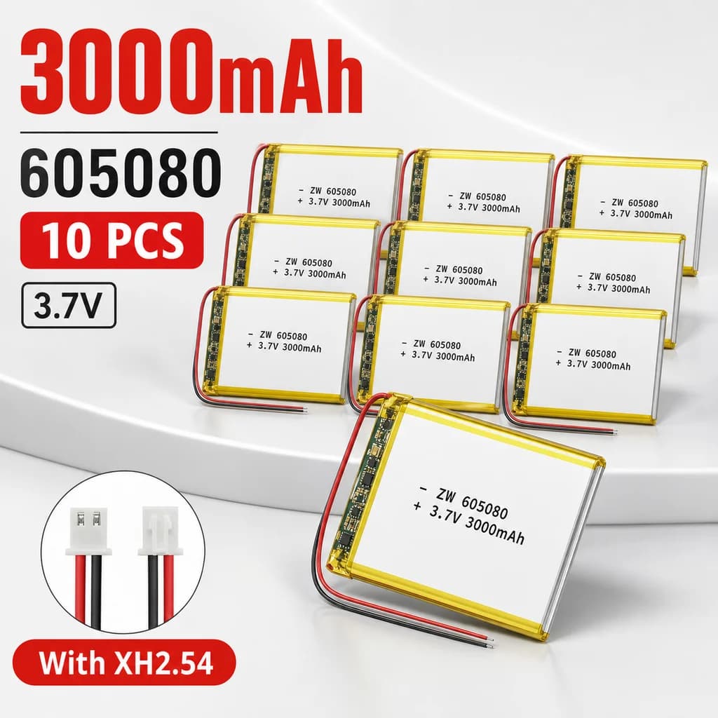 Lithium Polymer Battery 605080 3.7V 3000mAh Rechargeable Replacement Cell For Bluetooth Speaker Air Purifier Beauty Device
