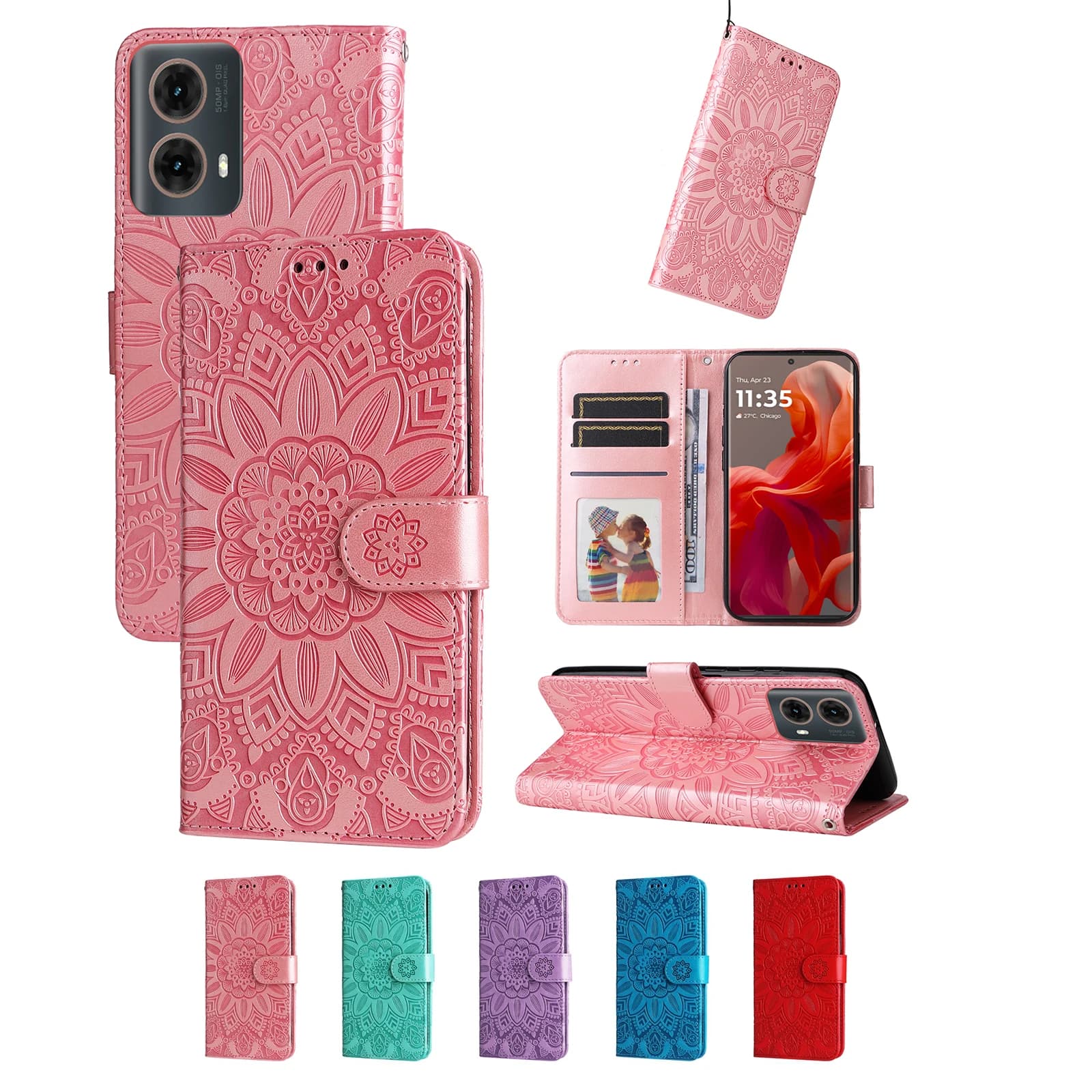 Magnetic leather wallet case for Motorola Moto G04S G05 G15 Power G24 G35 G55 G75 G85 E14 E15 Edge 50 Ultra Fusion 5G