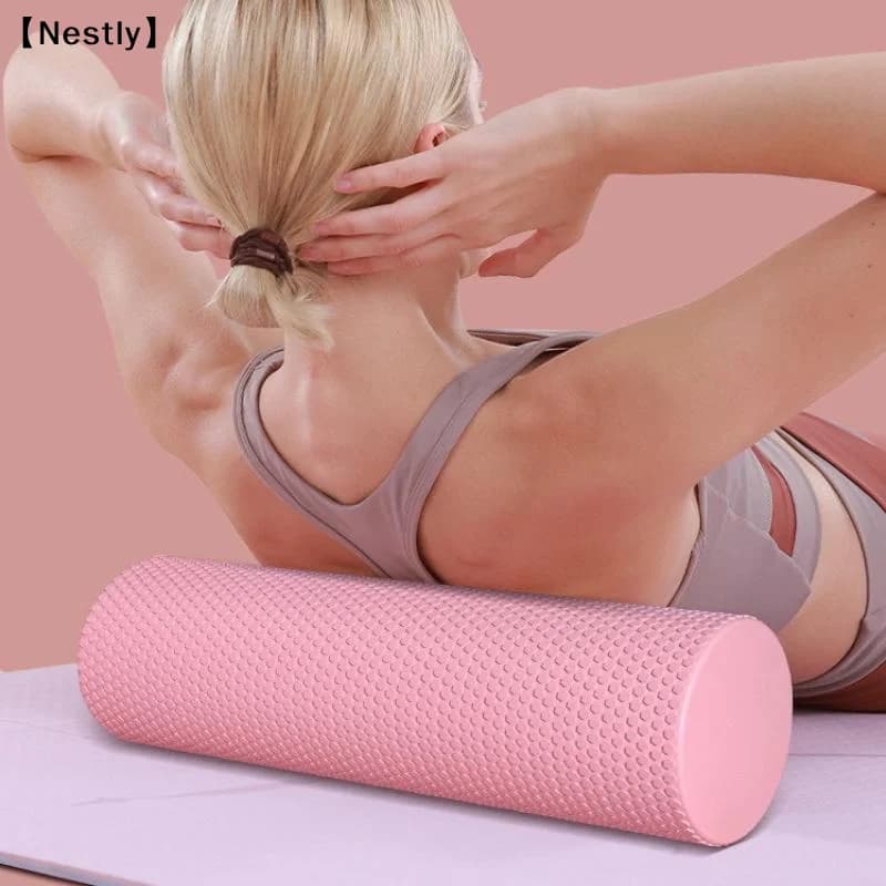 Rullo per yoga rotondo in schiuma EVA per esercizi di pilates, allenamenti domestici migliorati, diametro 10 cm, lunghezza 30 cm〔Nest〕