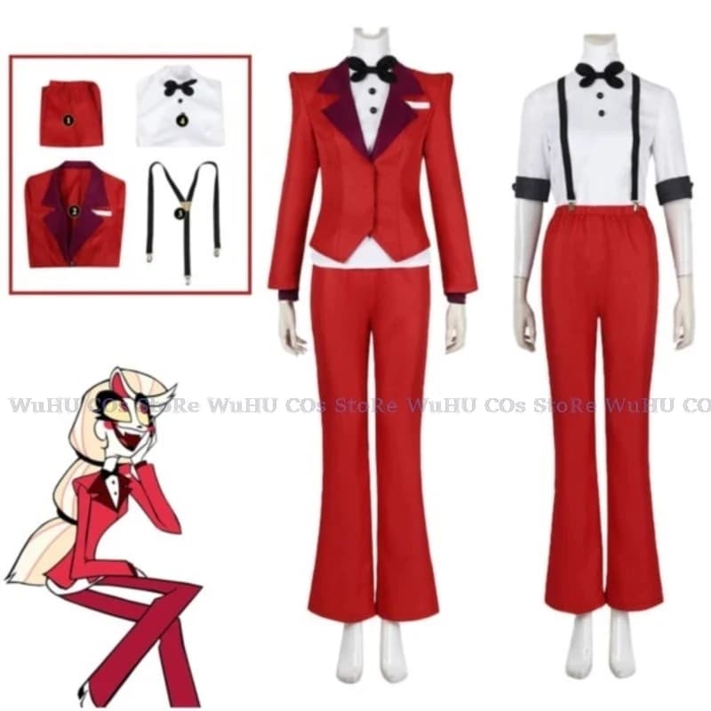 6'h\b/5;e,8\v,5/Hotel Fantasia Costume Hasbin CosCartoon Disguise Adult Women Uniform Wig Halloween Charlie Morningstd;5'b\7/m'