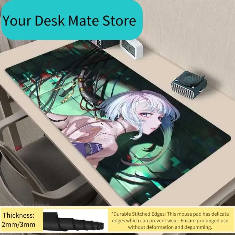 C_cyberpunk Anime E_edgerunners Mousepad Tappetino per mouse in gomma Tappetino per computer portatile Tappetino per giocatori Accessori per giochi per PC Tappetini da scrivania Tappetini per mouse