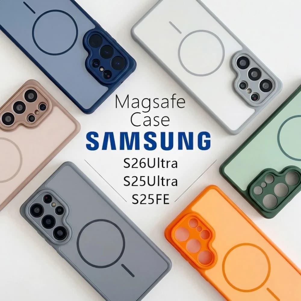 Cover per telefono in silicone opaco a contrasto di colore per Magsafe, compatibile con Samsung Galaxy S26 S25 S24 S23 Ultra S26Plus, custodia magnetica in PC TPU