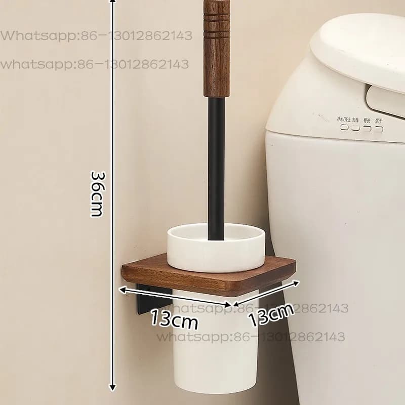 Portascopino WC in Legno da Parete per Bagno, Accessori per la Pulizia Domestica, Supporto per Spazzole WC, Accessori per la Pulizia del Bagno