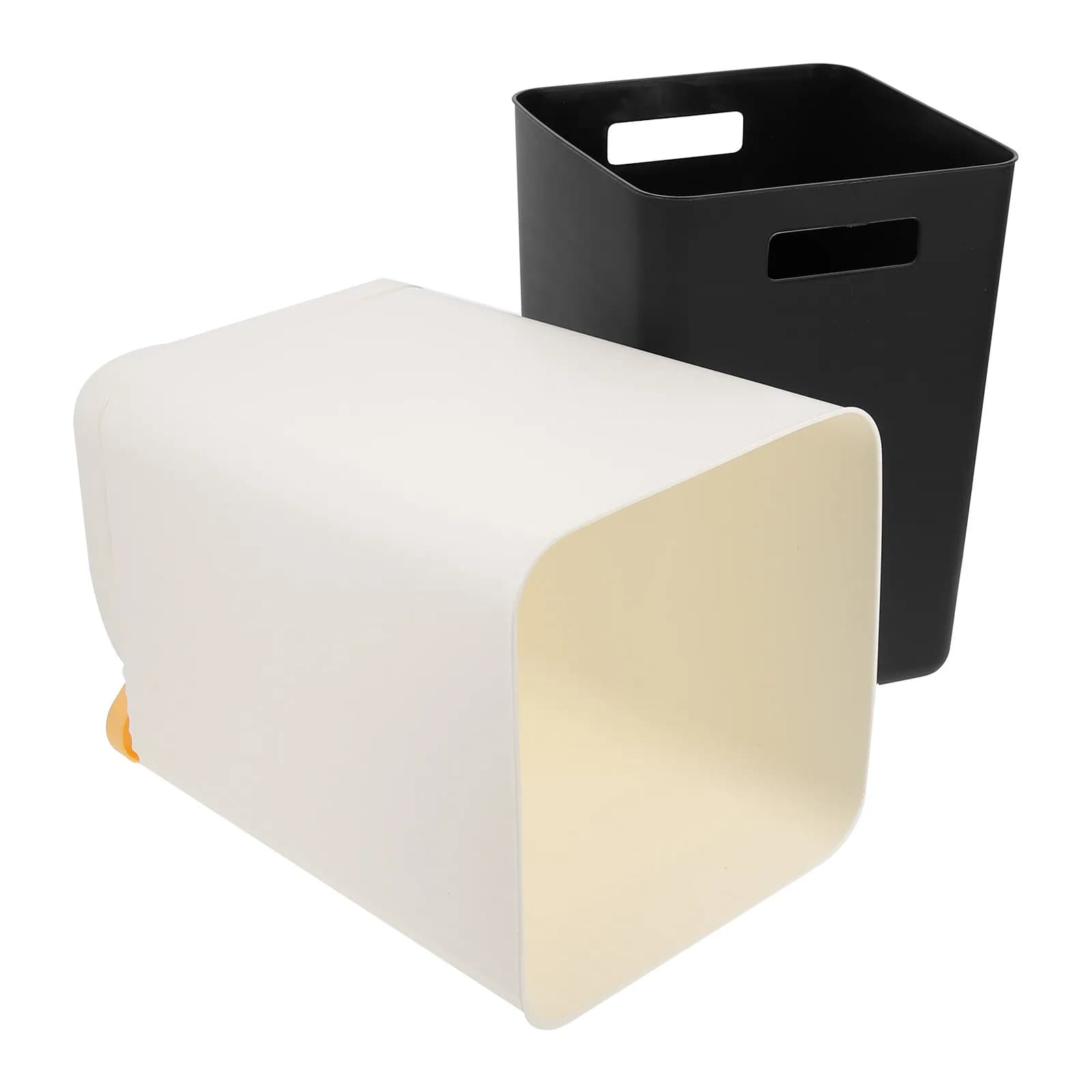 Premium Plastic Trash Can with Lid Press-Action Mechanism for Kitchen Bathroom Living Room Household Use Compact Space-Saving