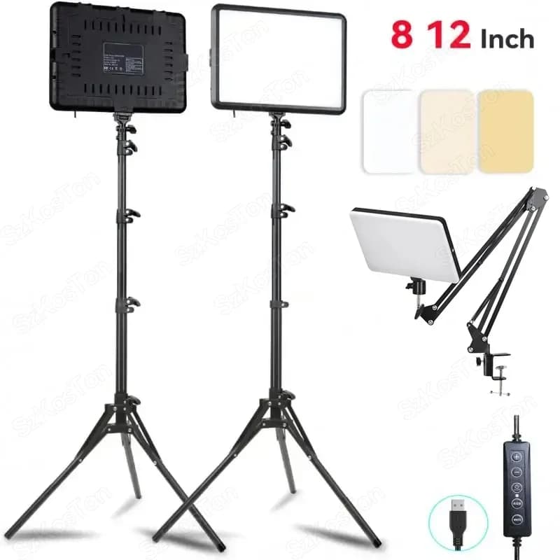 LED Light for Dimmable Video, Continuous Lighting for Photography, Support Adjustable Tripod, Portable Filling Light for Photo Studio