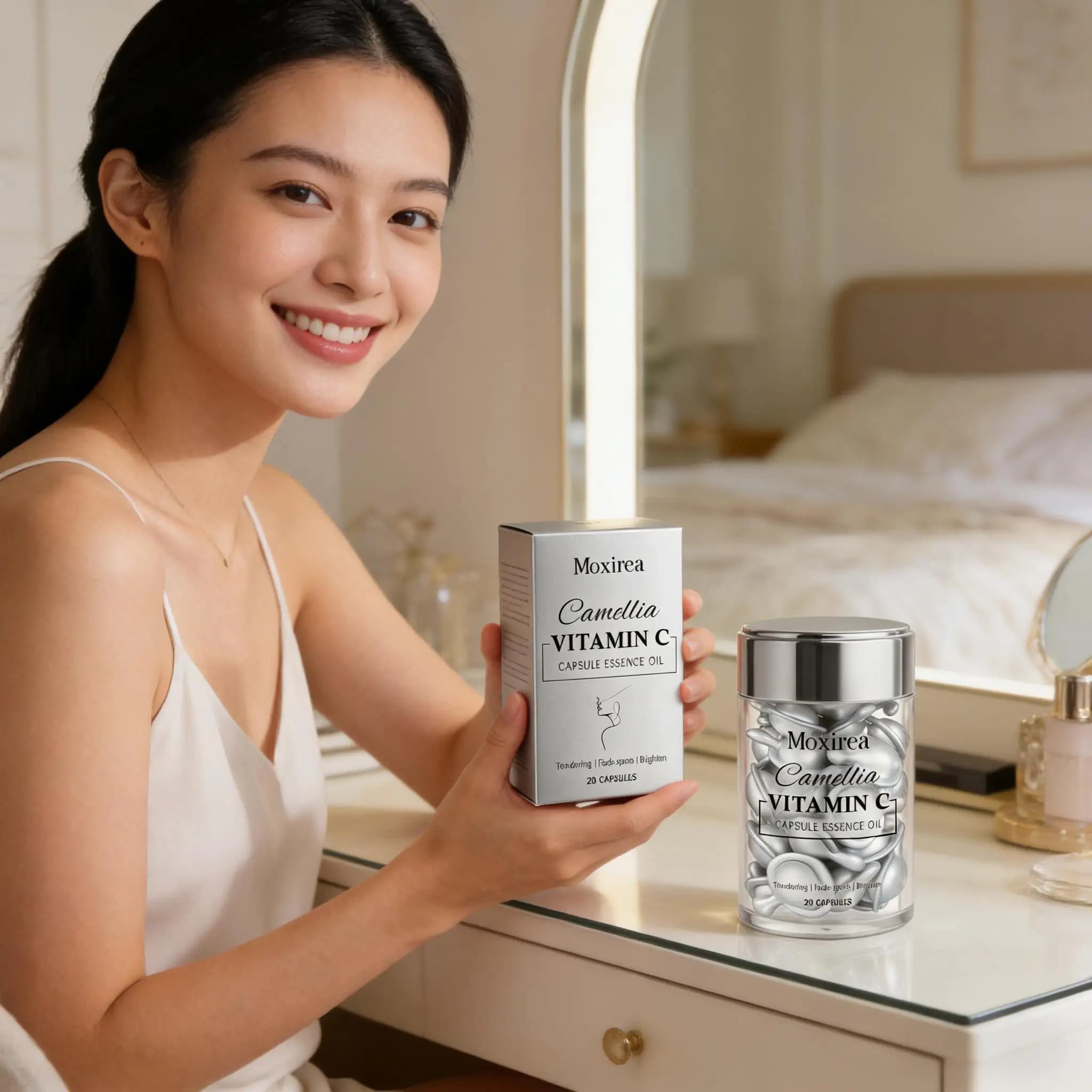Vitamin C Face Serum Capsules Lighten Pigmentation Antioxidation Reduce Fine Lines Rejuvenate Skin Moisturize Facial Essence Oil