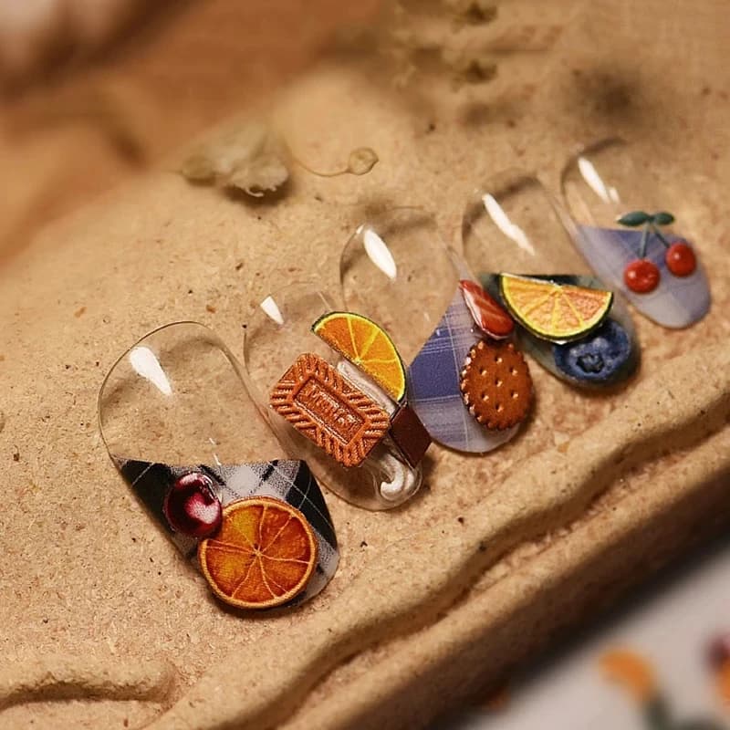 5D morbido rilievo rilievi cioccolato gelato biscotti Dessert Nail Art Sticker 3D adesivo decorazioni per unghie decalcomanie all'ingrosso