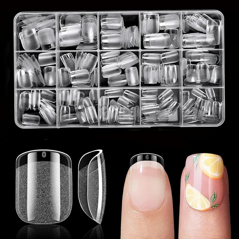 450 pezzi di patch per unghie in gel morbido, punte per unghie acriliche trasparenti semi-opache, punte per unghie finte preformate, utilizzate per l'estensione delle unghie, adatte per i saloni di bellezza