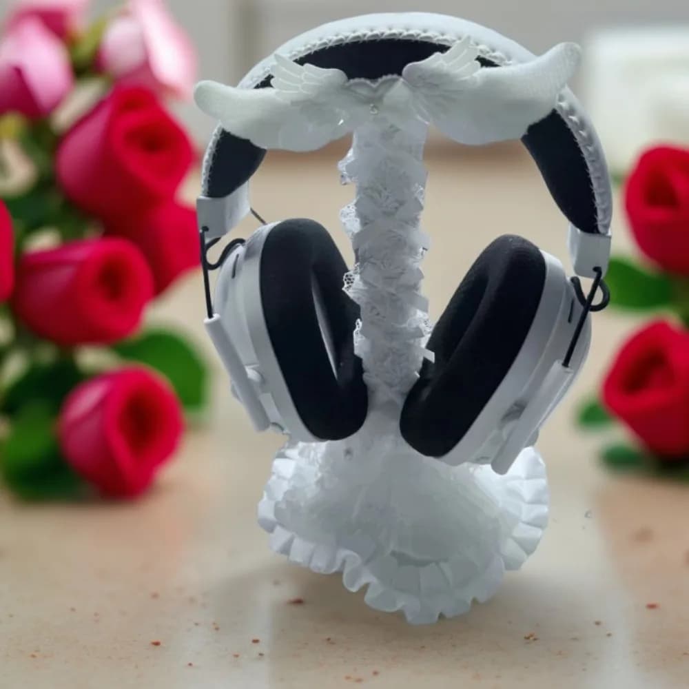 Supporto per Cuffie Personalizzato Originale Fai-da-Te, Staffa Universale per Auricolari, Accessori per Cuffie Bianchi a Forma di Angelo Carino