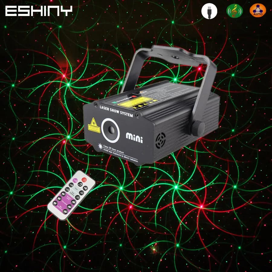 ESHINY Stelle Rosso Verde Laser 4IN1 Modelli DJ Party Proiettore di luce Danza Discoteca Camera da letto Bar di Natale Lampada ad effetto scenico B22D3
