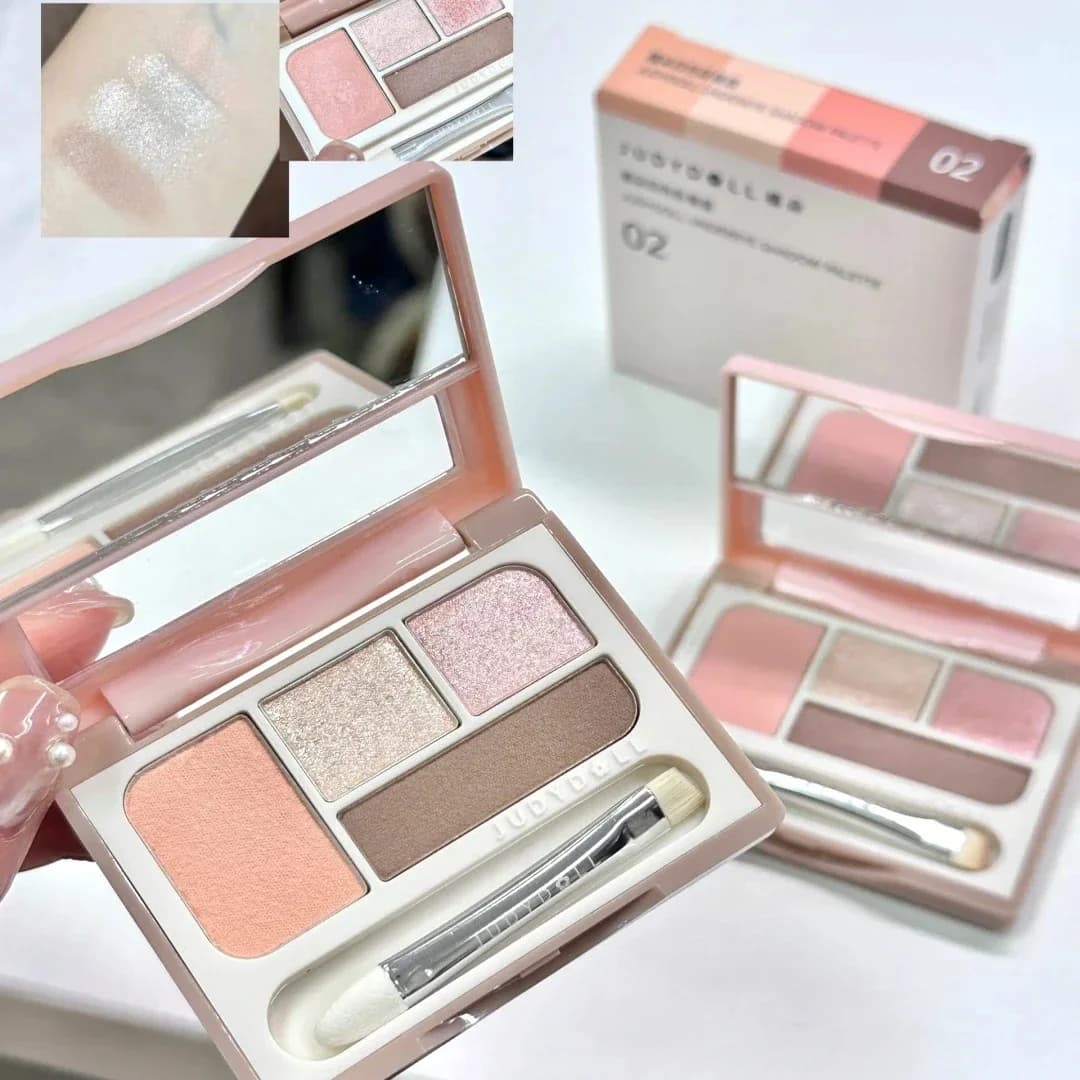 Judydoll 4 colori ombretto baco da seta tavolozza fard eyeliner evidenzia tavolozza contorno illumina il trucco viso