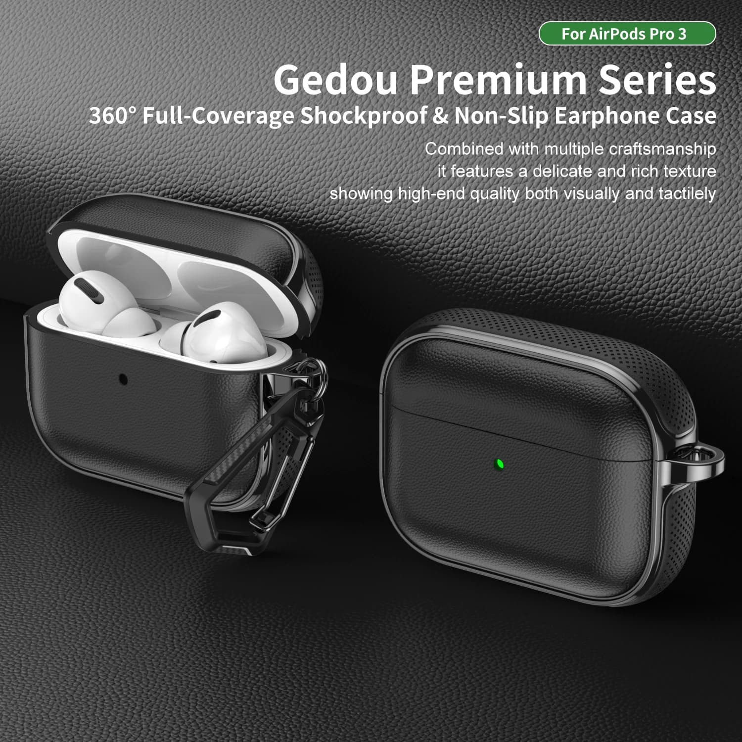 Custodia in TPU effetto pelle per Airpods Pro, Pro2, 3, cover protettiva anti-smarrimento per auricolari Bluetooth wireless
