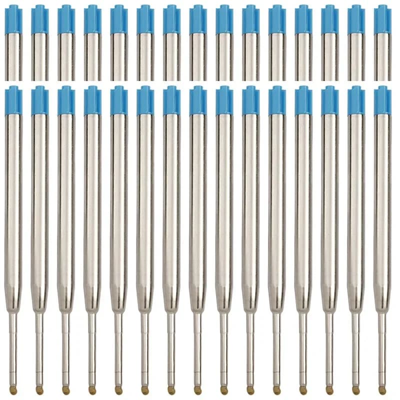 20/50/100pcs 0.7mm Medium Point Roller Ball Pens Refill 9.9cm Metal Ballpoint Pen Refills Blue & Black Ink Rods Office Supply