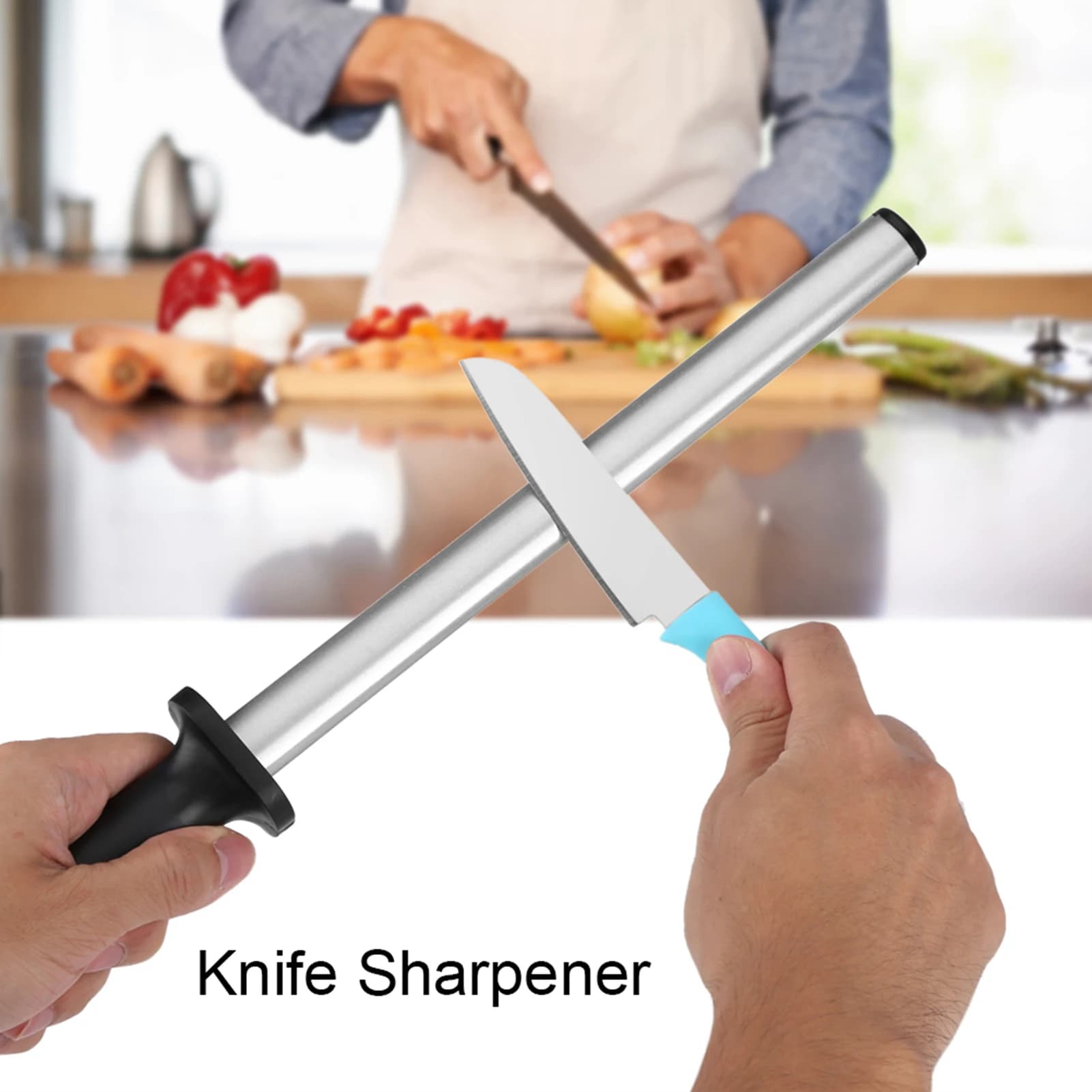 10 Inch Knife Sharpening Steel Rod Professional Honing Steel for Kitchen Knife Sharpener Home Butcher Chef Tool