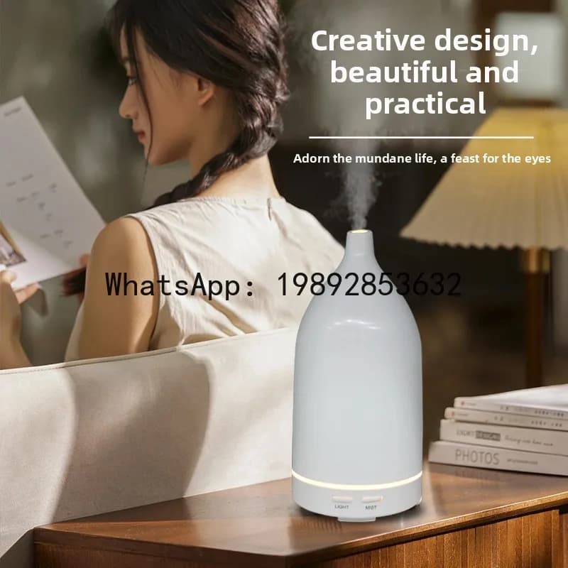 Umidificatore ultrasonico creativo con effetto legno XXD, diffusore da tavolo con luce notturna, timer intelligente e funzione aromaterapia.