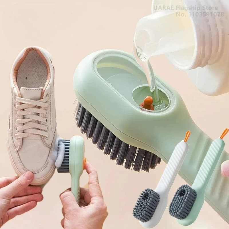 Spazzola Multifunzionale per Pulizia Scarpe con Dispenser di Sapone, Spazzola per Lavaggio Scarpe, Spazzole Morbide per Pulire le Scarpe