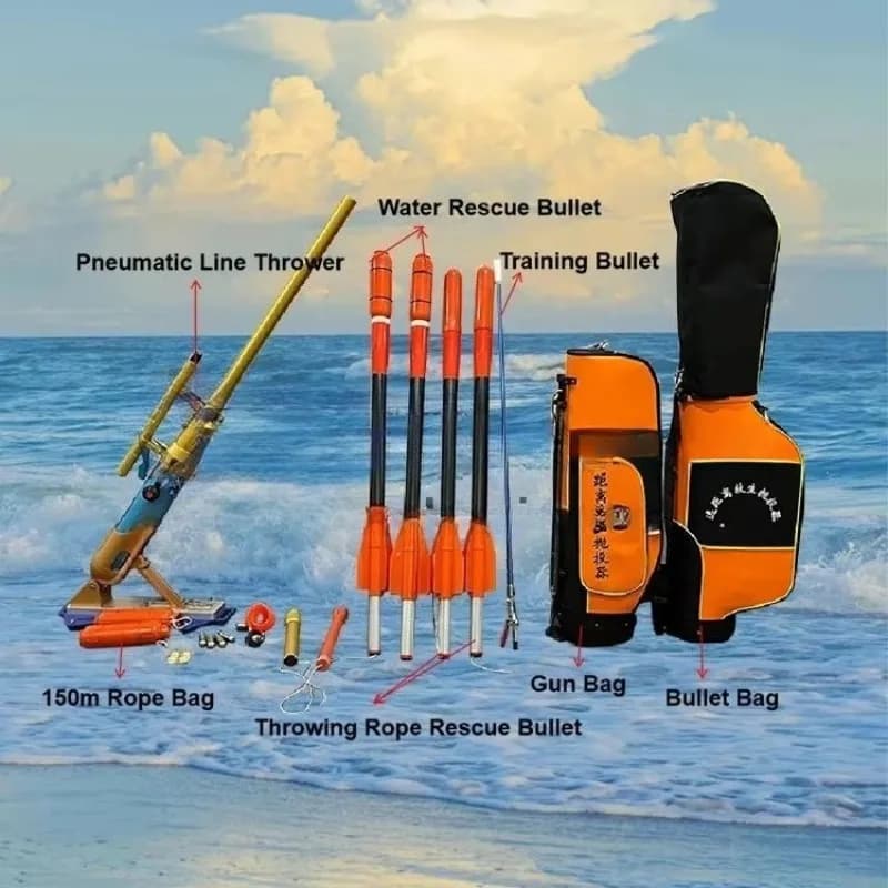 Pneumatic Water Rescue Line Thrower Complete Kit 150m Long Distance Marine Rope Launcher Customized